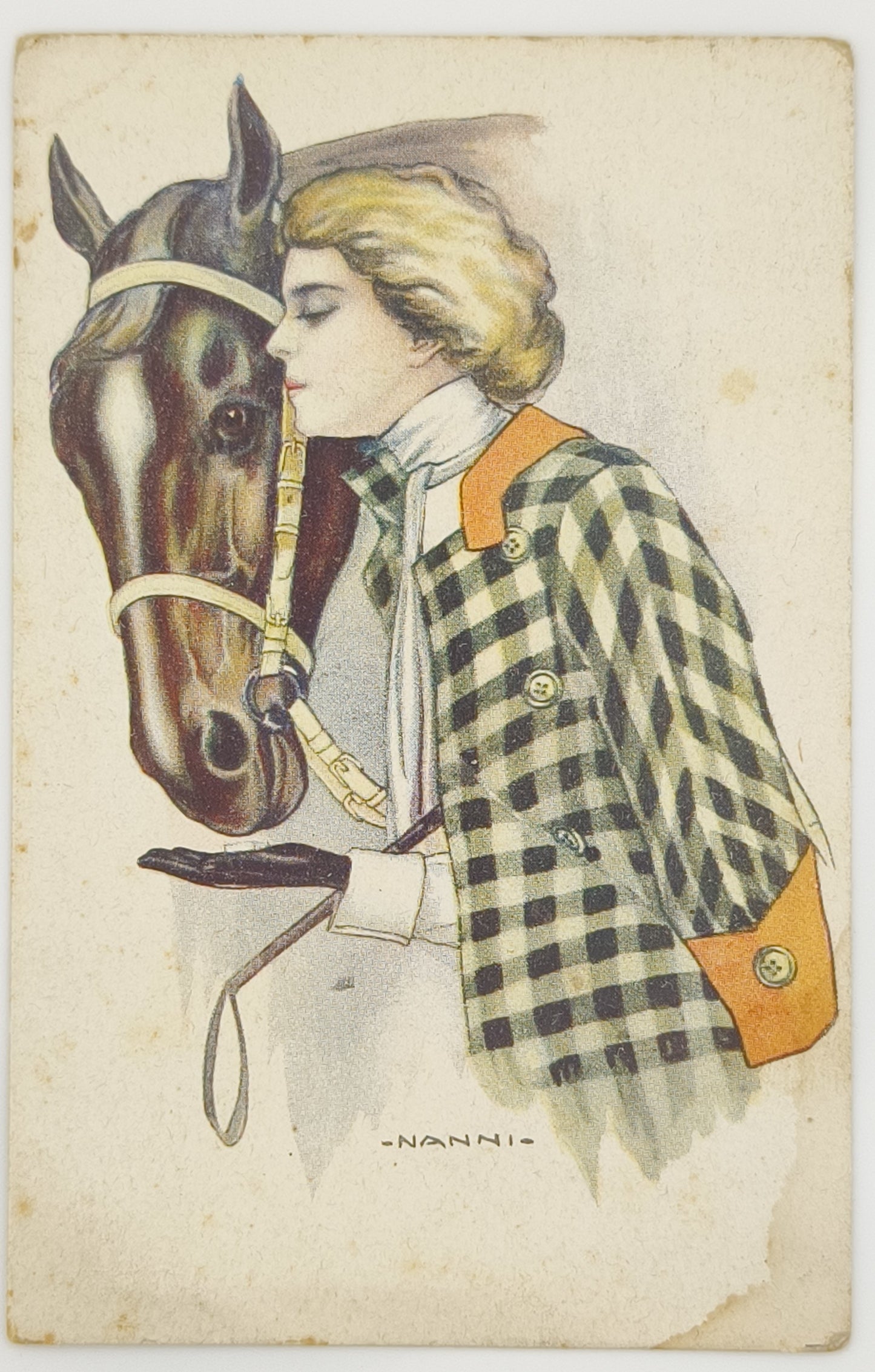 RARISSIMA CARTOLINA " NANNI " RAGAZZA CON CAVALLO