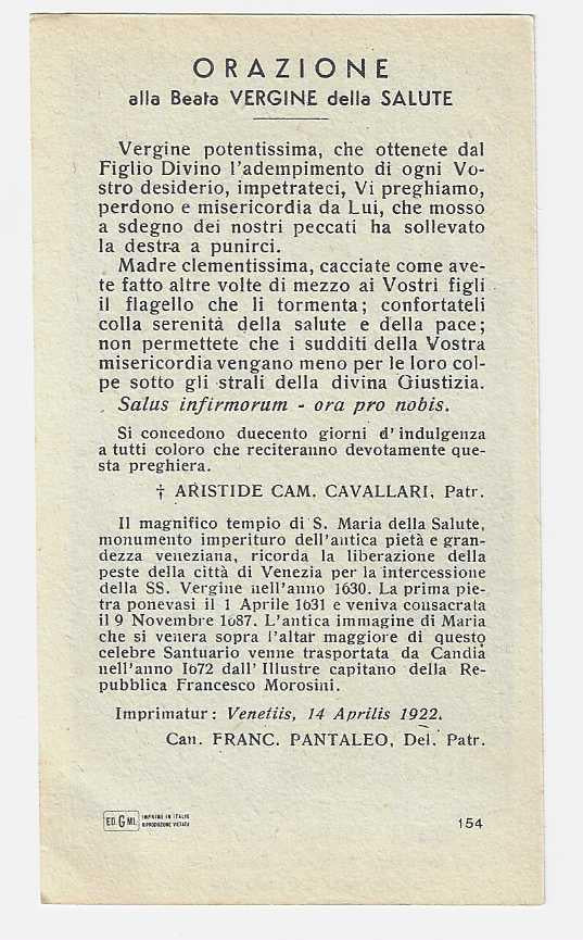 Beata Vergine della Salute ED.G.MI. 154