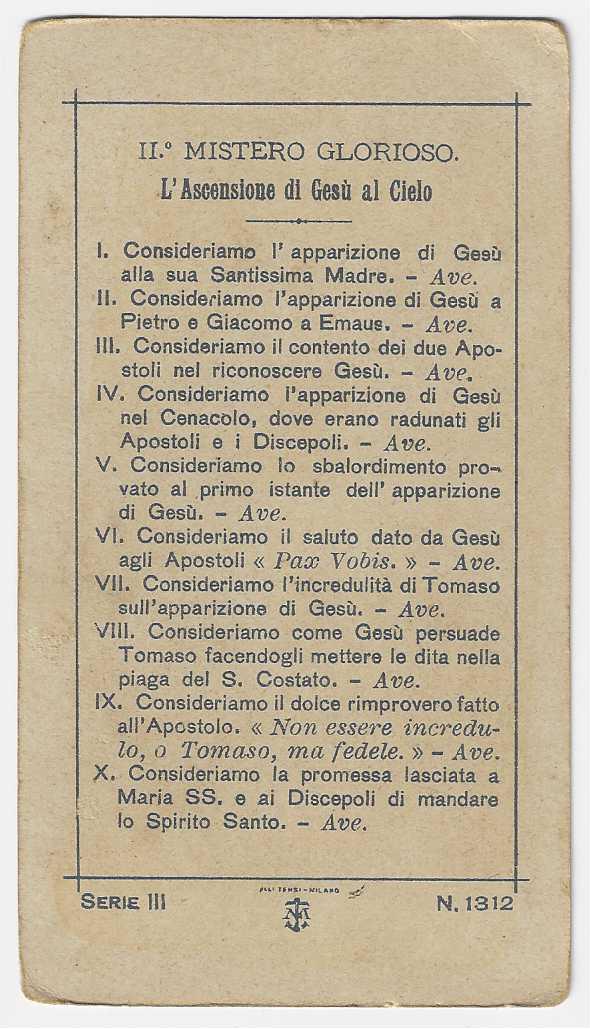 L'ASCENSIONE DI GESU' AL CIELO N. 1312 SERIE III