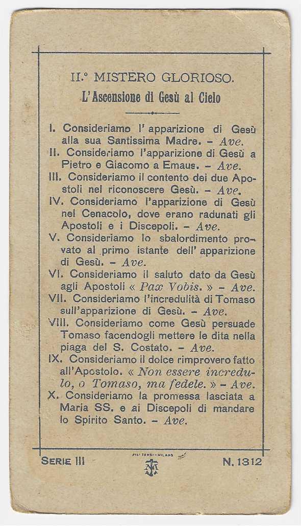 L'ASCENSIONE DI GESU' AL CIELO  N. 1312 SERIE III