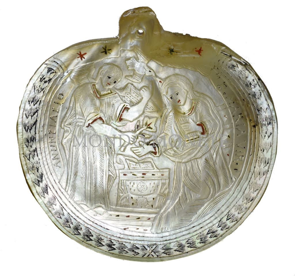 Anuntiatio B. Maria Vir. Madreperla Incisa Sicilia Xviii Secolo Medaglie E Gettoni