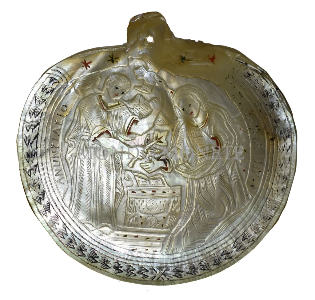 Anuntiatio B. Maria Vir. Madreperla Incisa Sicilia Xviii Secolo Medaglie E Gettoni