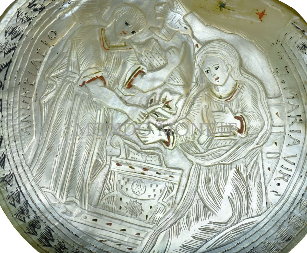 Anuntiatio B. Maria Vir. Madreperla Incisa Sicilia Xviii Secolo Medaglie E Gettoni