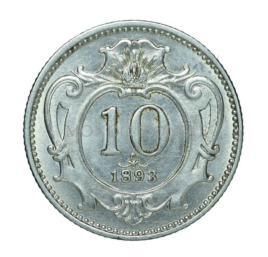 Austria 10 Heller 1893 Monete Da Collezione