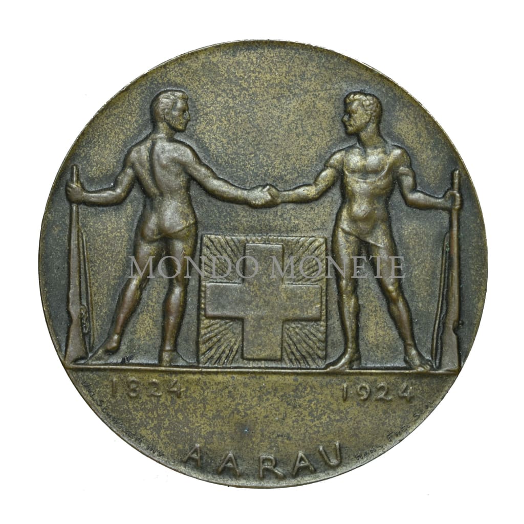 Celebrazione Del Centenario Della Svizzera. Associazione Di Tiro 1824 - 1924 Aarau Medaglie E