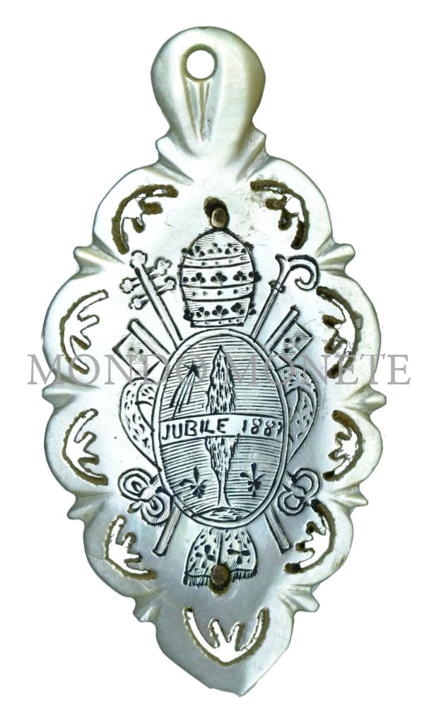 Ciondolo Madreperla Giubileo Leone Xiii 1887 Medaglie E Gettoni