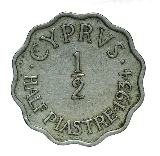 Cyprus 1/2 Piastre 1934 Monete Da Collezione