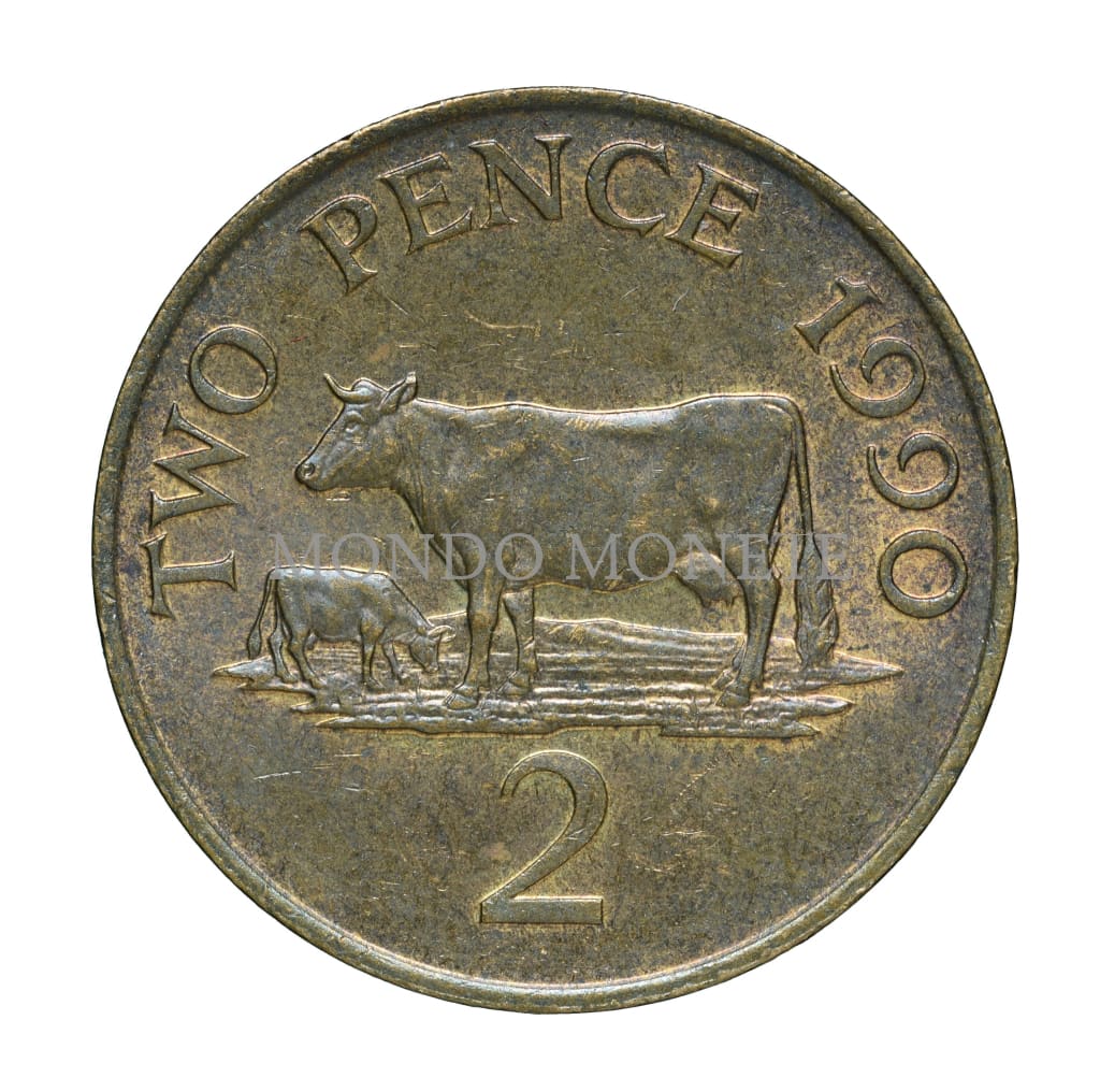 Guernsey 2 Pence 1990 Monete Da Collezione