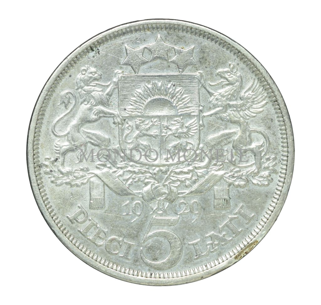 Latvia 5 Lati 1929 Monete Da Collezione