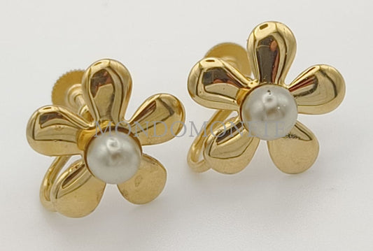 Orecchini Vintage Dorati Con Perle Alta Bigiotteria Orologi E Gioielli