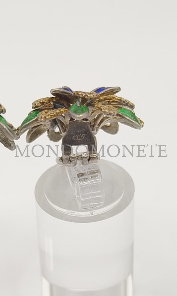 Parure Artigianale Anello + Orecchini In Argento E Smalti Marchiato Al 1777 Orologi Gioielli