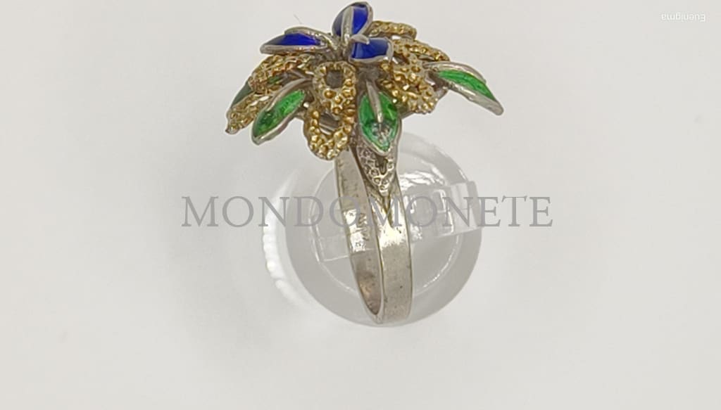 Parure Artigianale Anello + Orecchini In Argento E Smalti Marchiato Al 1777 Orologi Gioielli