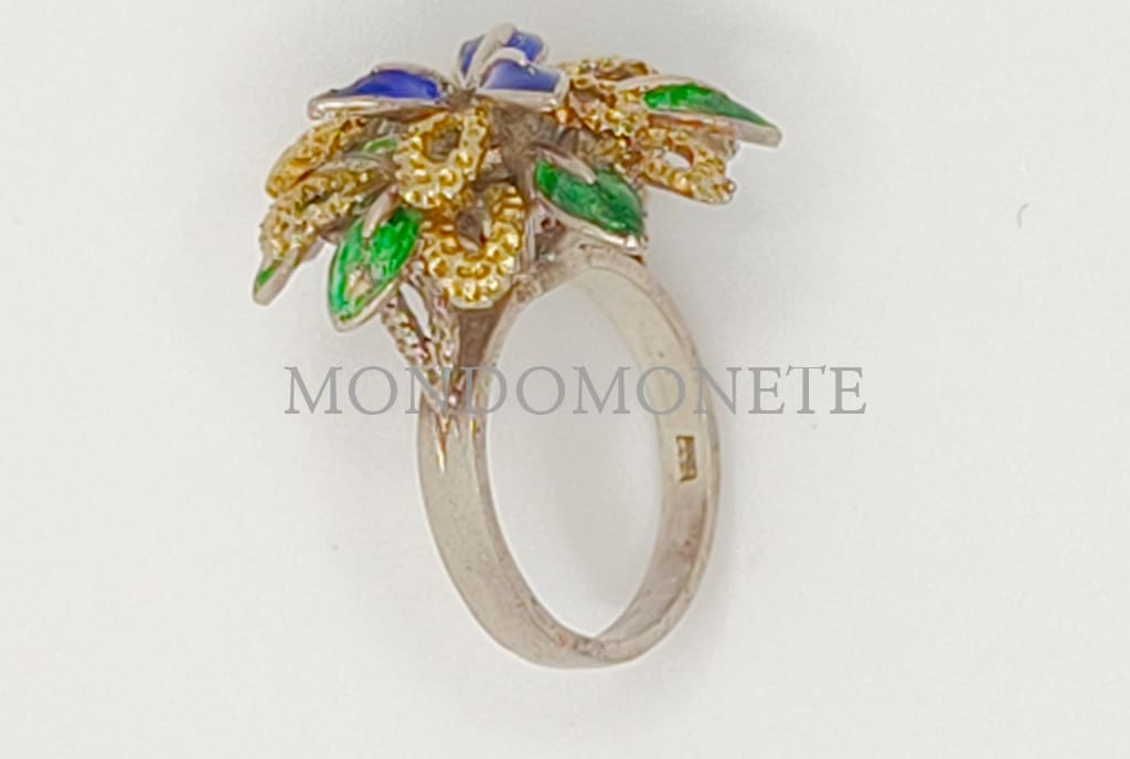 Parure Artigianale Anello + Orecchini In Argento E Smalti Marchiato Al 1777 Orologi Gioielli