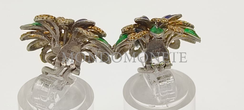 Parure Artigianale Anello + Orecchini In Argento E Smalti Marchiato Al 1777 Orologi Gioielli