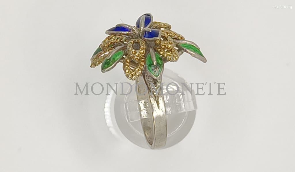Parure Artigianale Anello + Orecchini In Argento E Smalti Marchiato Al 1777 Orologi Gioielli