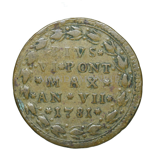 Pio Vi (1775-1799) - Mezzo Baiocco 1781 An. Vii Bologna Monete Da Collezione