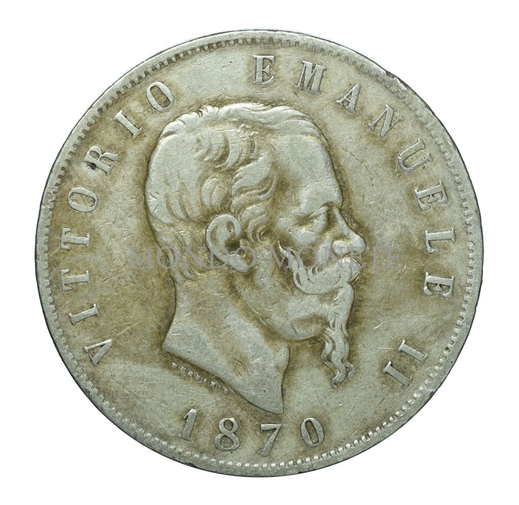 Regno D’italia 5 Lire 1870 M Monete Da Collezione
