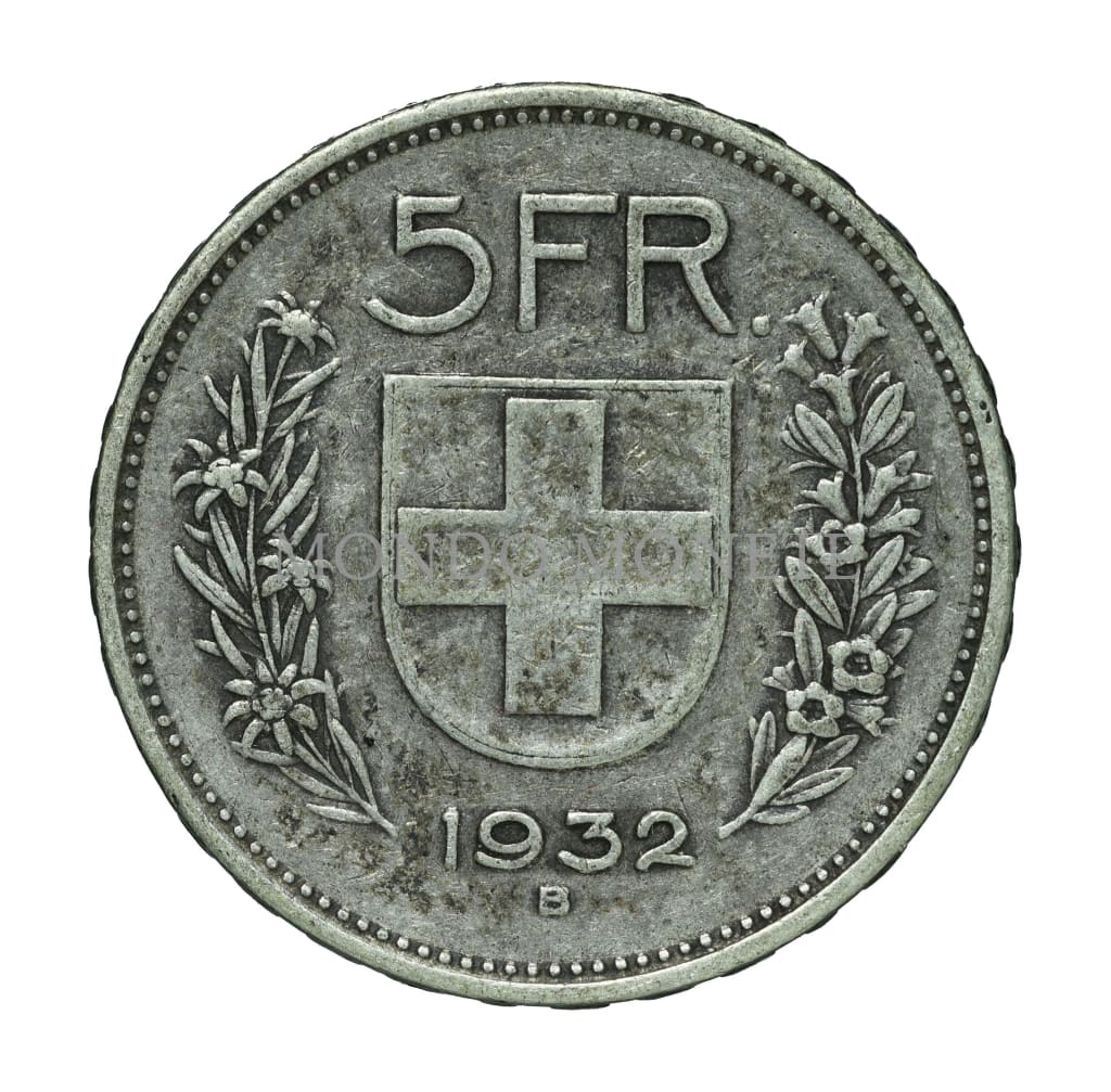 Swiss 5 Francs 1932 B Monete Da Collezione