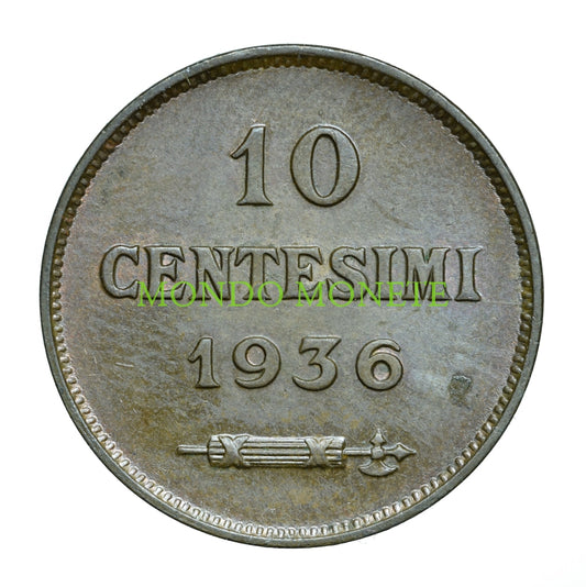 10 Centesimi 1936 Monete Da Collezione