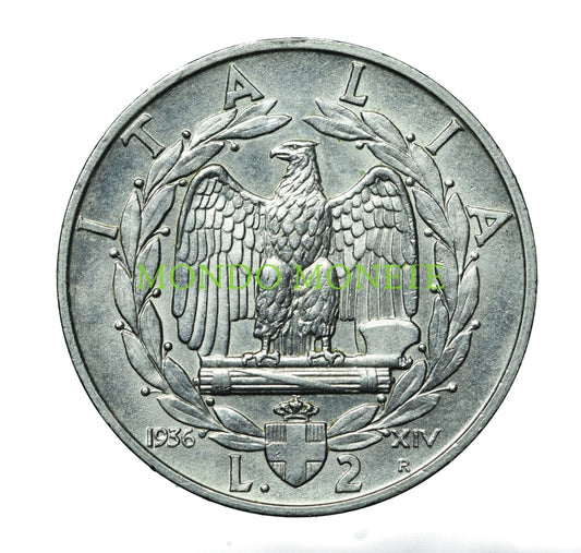 2 Lire 1936 Xiv Rara Monete Da Collezione