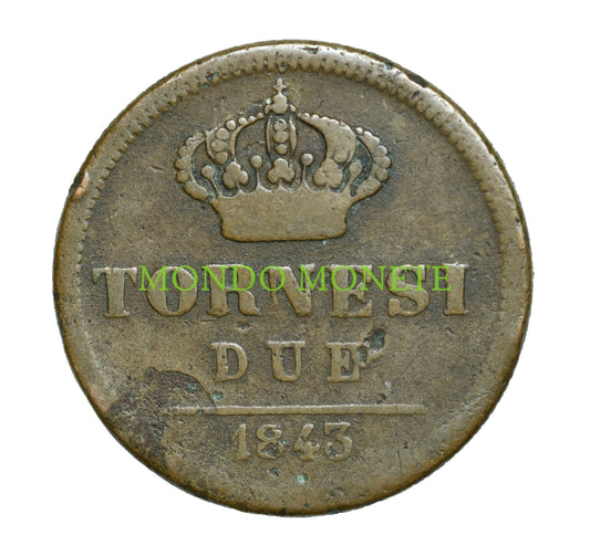2 Tornese 1843 Monete Da Collezione
