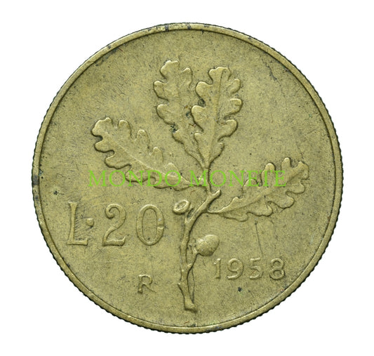 20 Lire 1958 Frattura Di Conio In Basso Alla Quercia Sul Rovescio Monete Da Collezione