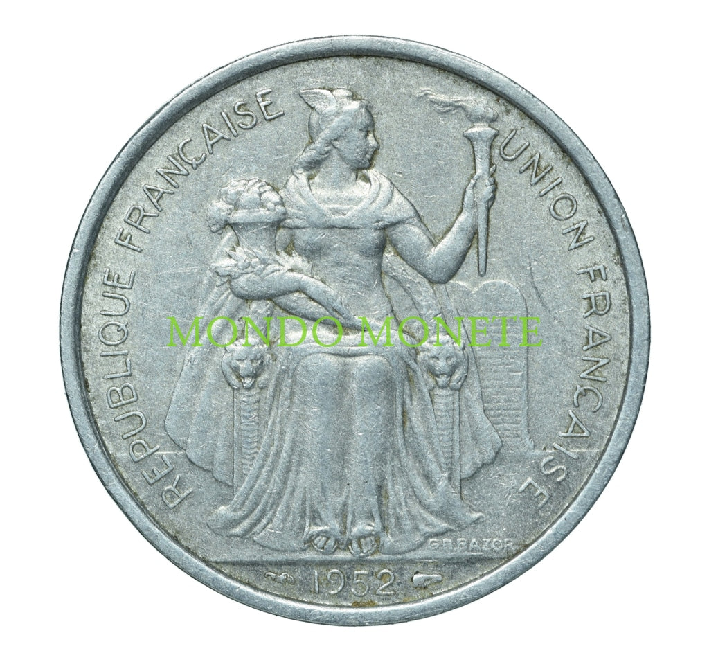 5 Francs 1952 Oceania Monete Da Collezione