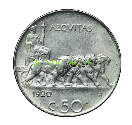 50 Centesimi 1920 Contorno Liscio Monete Da Collezione