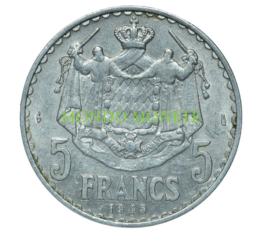 Monaco 5 Francs 1945 Monete Da Collezione