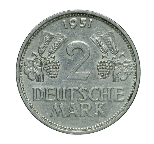 2 Deusche Mark 1951 G Monete Da Collezione