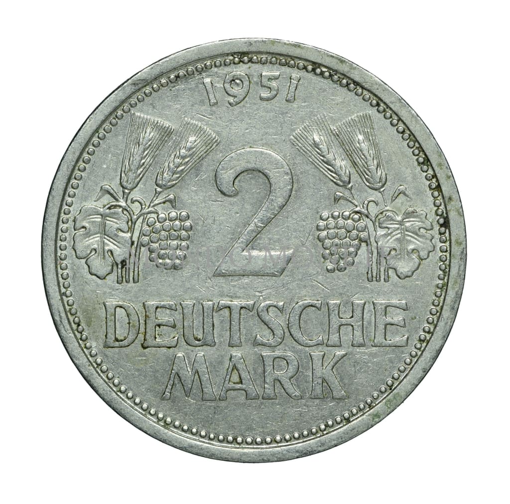 2 Deusche Mark 1951 J Monete Da Collezione