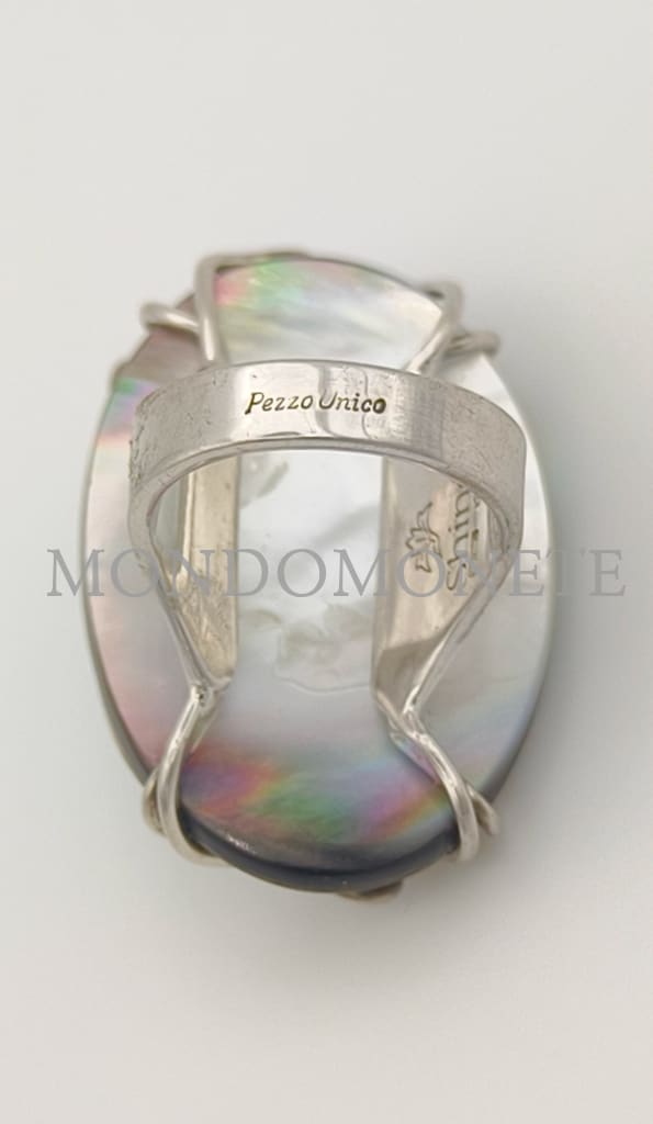 Anello Argento 925 Madreperla Pezzo Unico Bellezza Interiore Shine Orologi E Gioielli