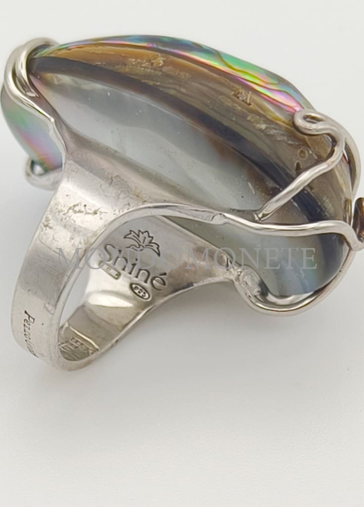 Anello Argento 925 Madreperla Pezzo Unico Bellezza Interiore Shine Orologi E Gioielli