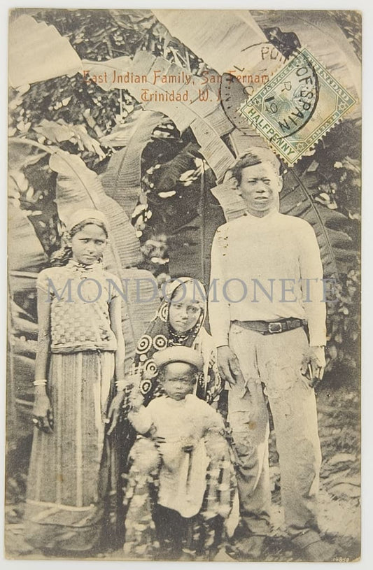 East Indian Family San Fernando Trinidad W. I. Cartoline