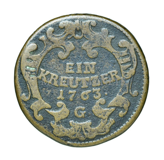 Ein Kreuzer 1763 G Austria Monete Da Collezione