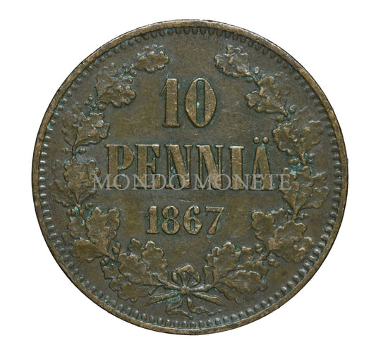 Finland 10 Pennia 1867 Monete Da Collezione