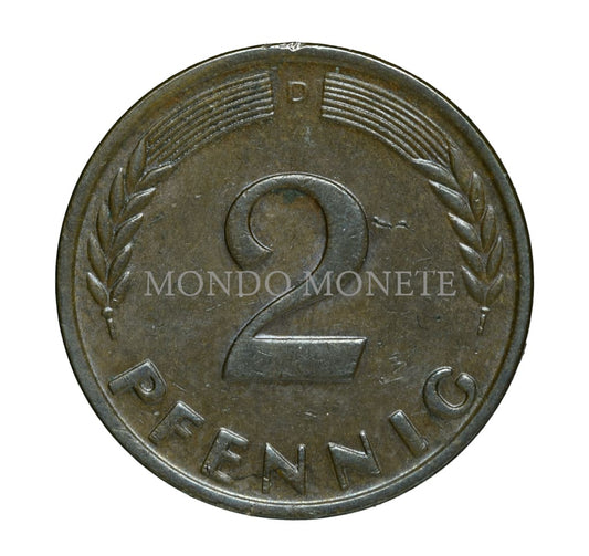 Germania 2 Pfennig 1958 D Monete Da Collezione