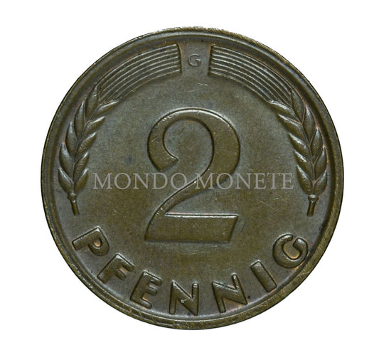 Germania 2 Pfennig 1965 G Monete Da Collezione