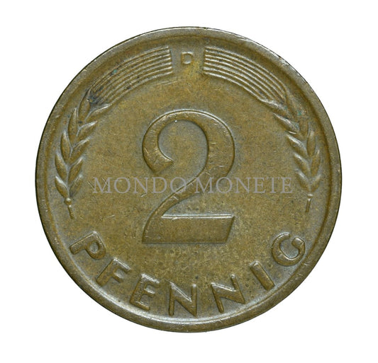 Germania 2 Pfennig 1966 D Monete Da Collezione