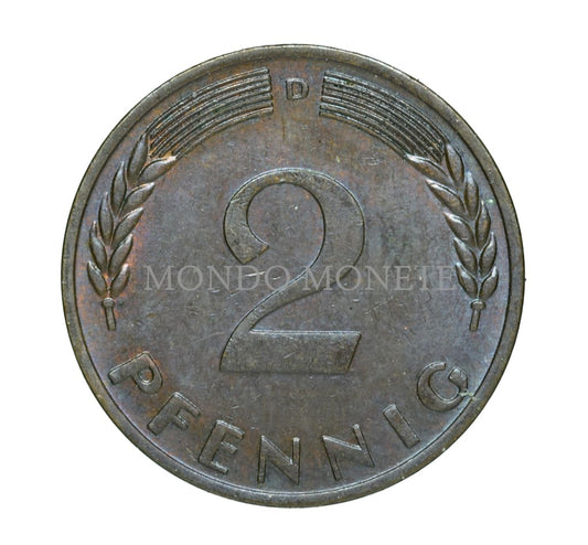 Germania 2 Pfennig 1968 D Monete Da Collezione