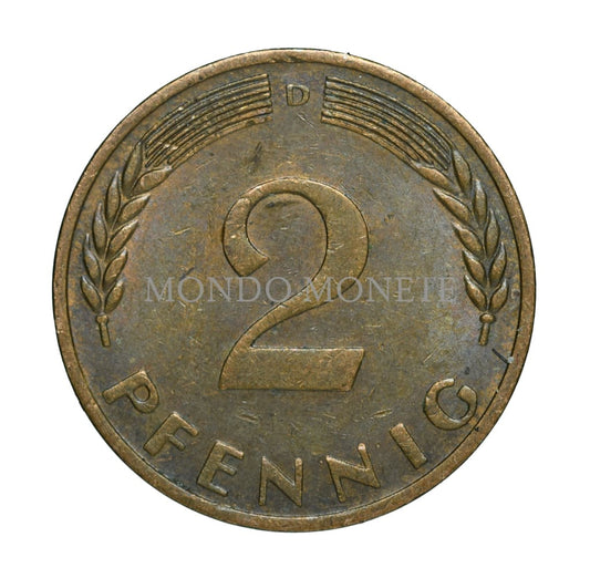 Germania 2 Pfennig 1968 D Monete Da Collezione