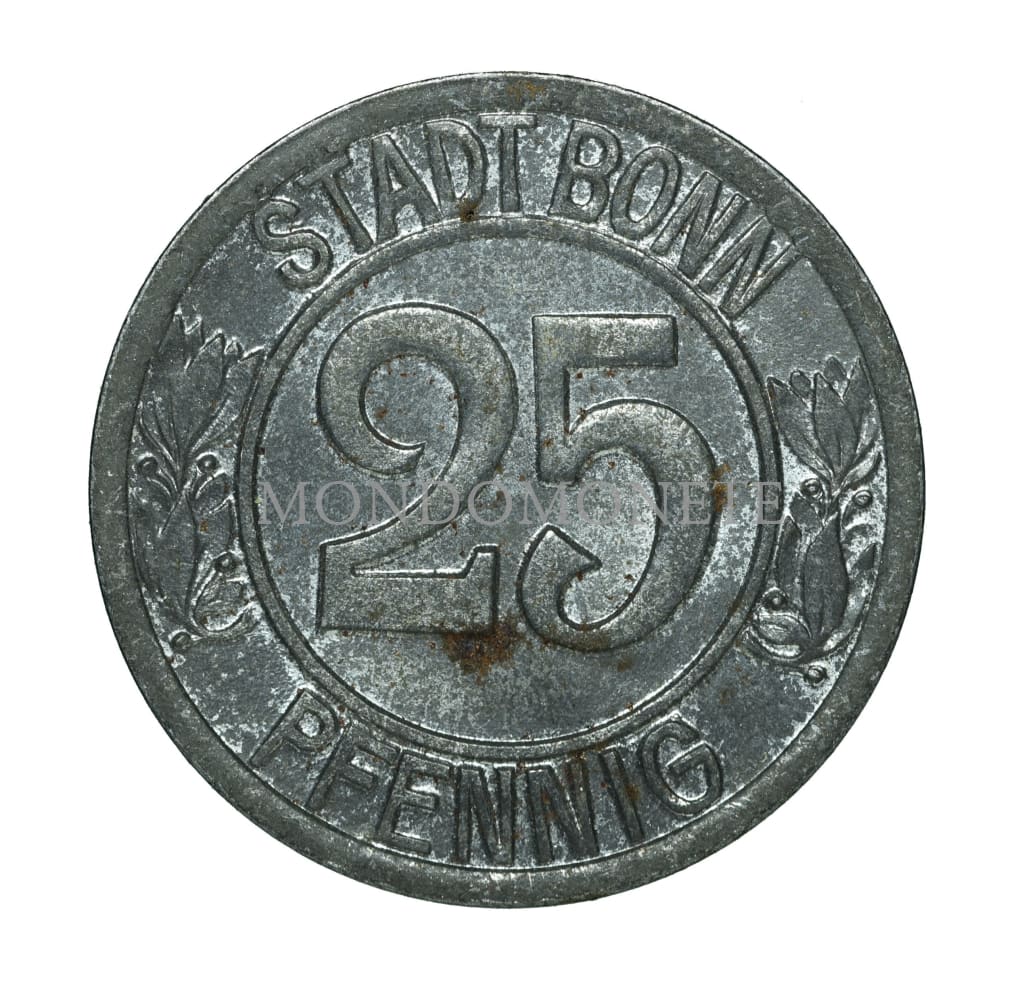 Germania 25 Pfennig 1920 Stadt Bonn Monete Da Collezione