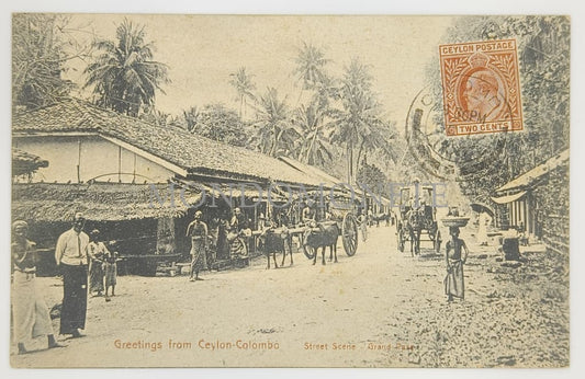 Greetings From Ceylon- Colombo - Street Scene Gran Pase Cartoline