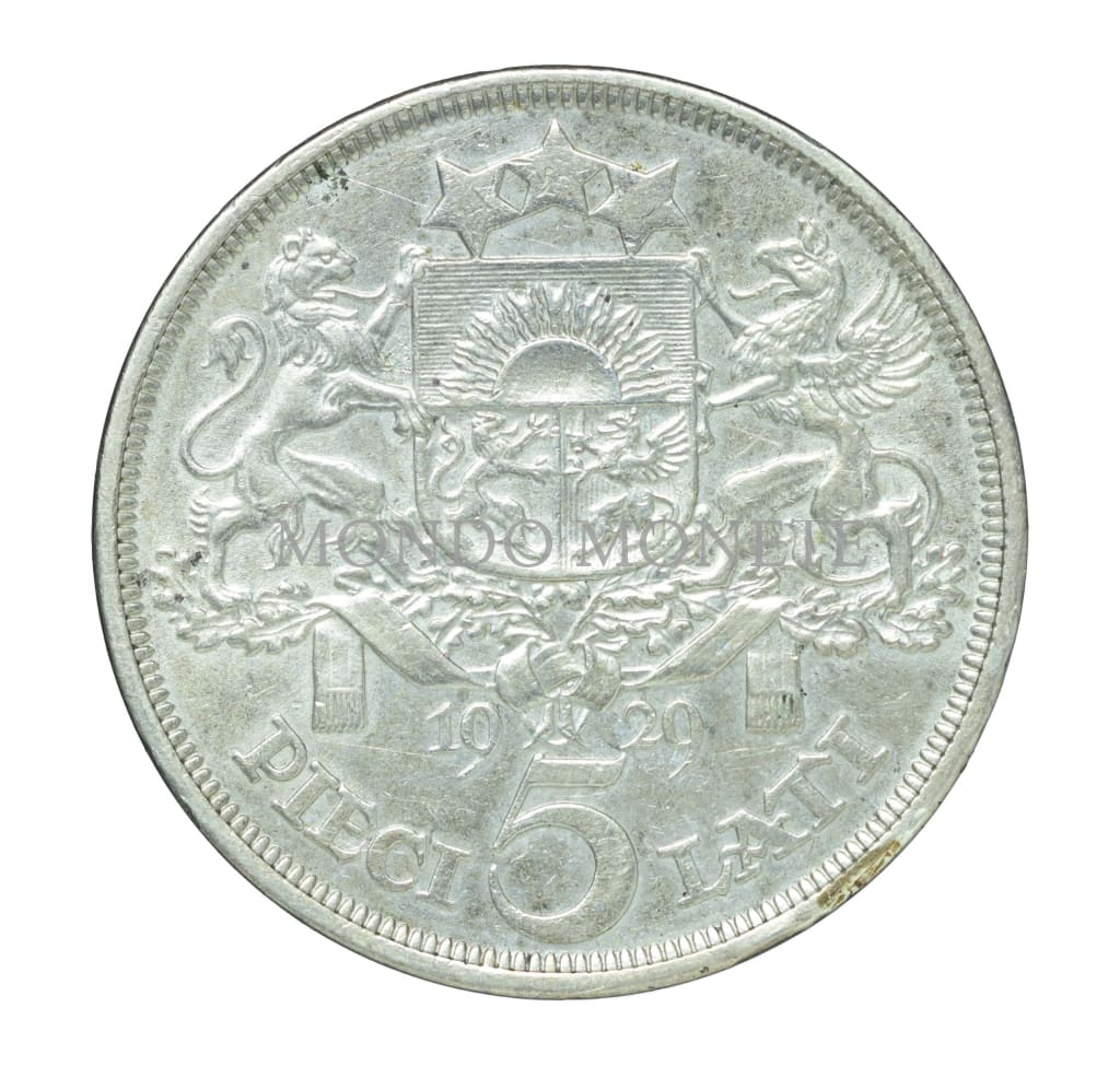 Latvia 5 Lati 1929 Monete Da Collezione