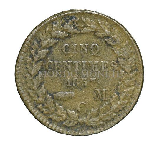 Monaco 5 Centimes 1837 Monete Da Collezione