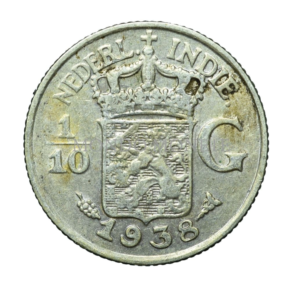 Netherlands East Indies 1/10 Gulden 1938 Monete Da Collezione