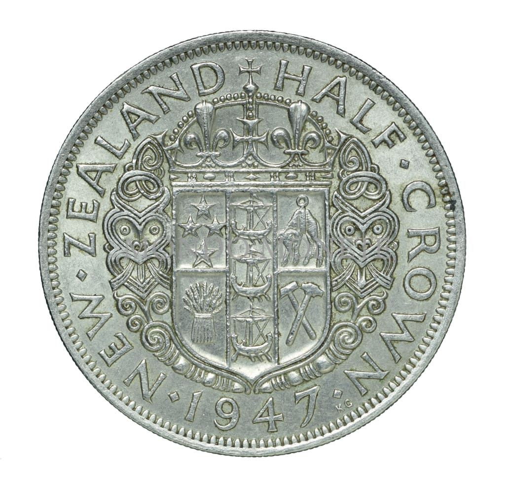 New Zealand 1/2 Crown 1947 Monete Da Collezione