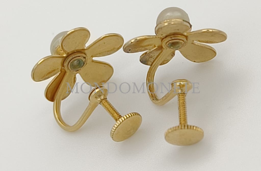 Orecchini Vintage Dorati Con Perle Alta Bigiotteria Orologi E Gioielli