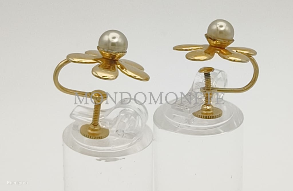 Orecchini Vintage Dorati Con Perle Alta Bigiotteria Orologi E Gioielli