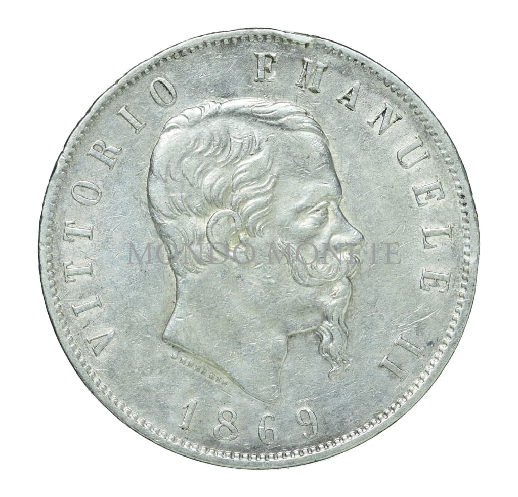 Regno D’italia 5 Lire 1869 M Monete Da Collezione